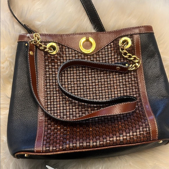 BALLY Black and Brown Woven Handbag - Picture 1 of 16